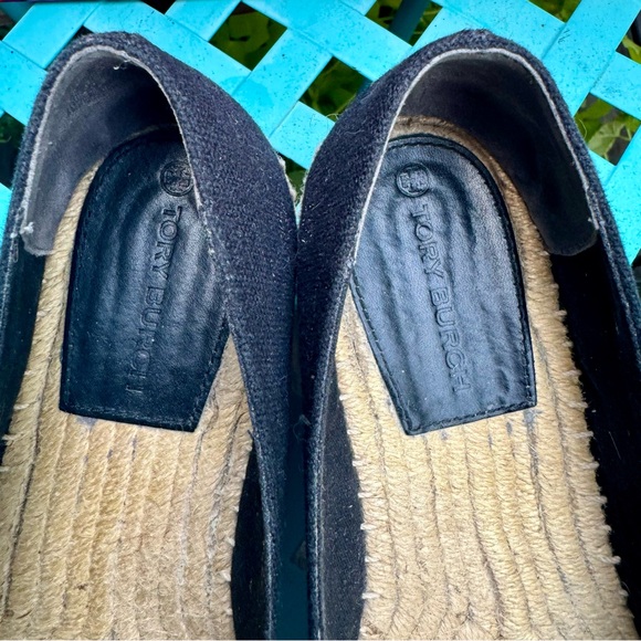 Tory Burch Color-Block Espadrille Wedge Perfect Black Size 8 - Picture 9 of 13